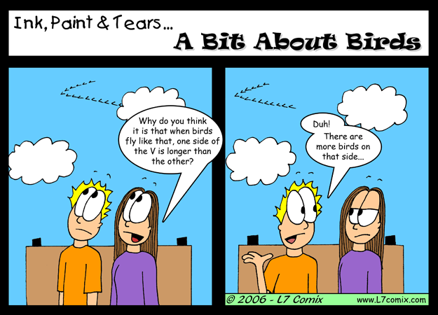 Comic for 5/26/2006 : A Bit About Birds (keywords: sean, lane, flying birds, V, formation)