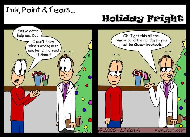 Comic for 12/15/2006 : Holiday Fright (keywords: howard, chad, doctor, therapy, claus-trophobic, santa, fear)